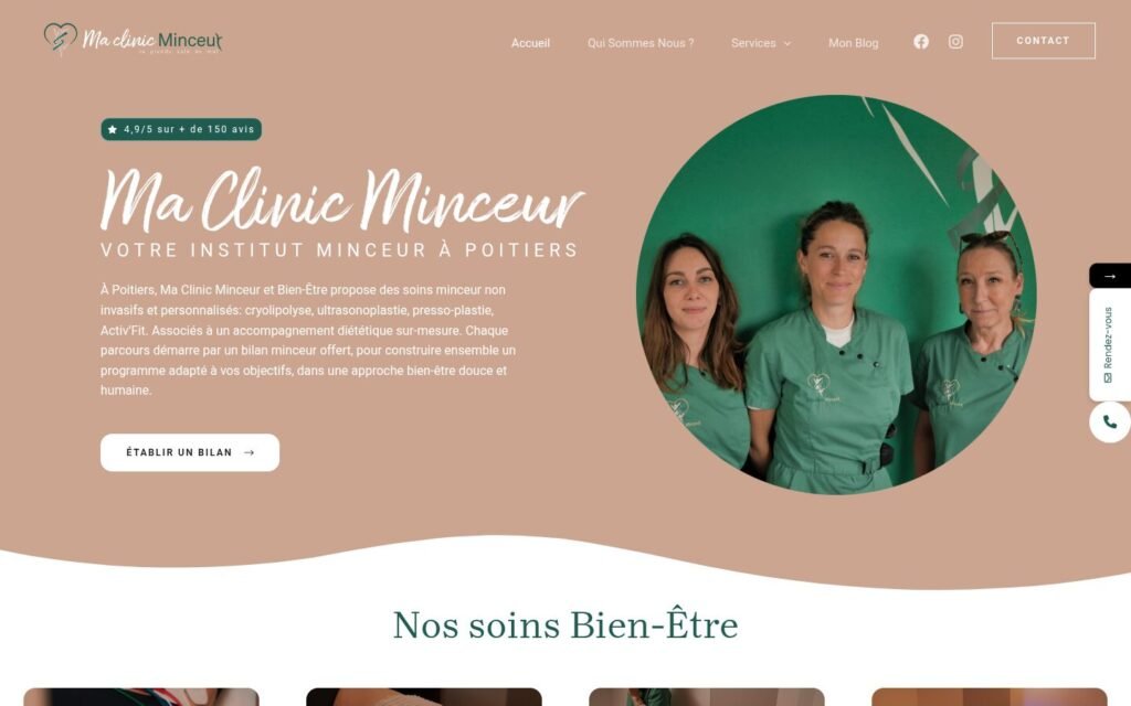 Page d’accueil du site maclinicminceur.fr